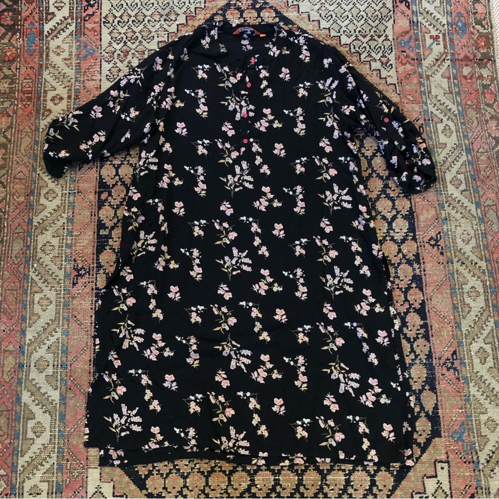 Fusion Black Floral Tunic/Kurta Sz XXL
